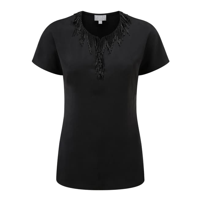 Pure Collection Black Beaded Satin Top