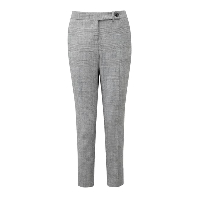 Pure Collection Black/White Checked Tailored Wool Blend Trousers