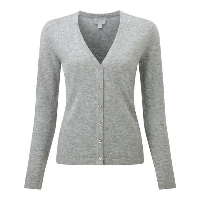 Pure Collection Grey Cashmere V Neck Cardigan
