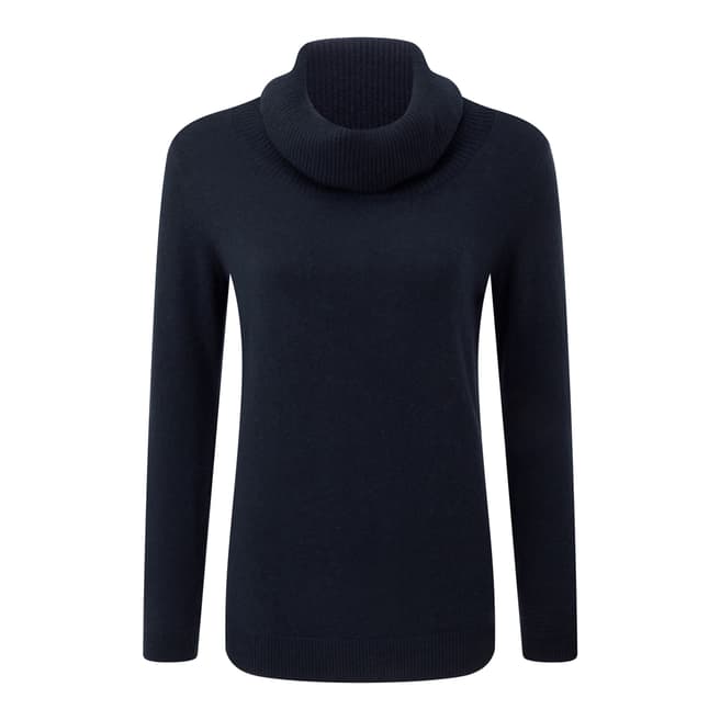 Pure Collection Navy Cashmere Cowl Neck Jumper