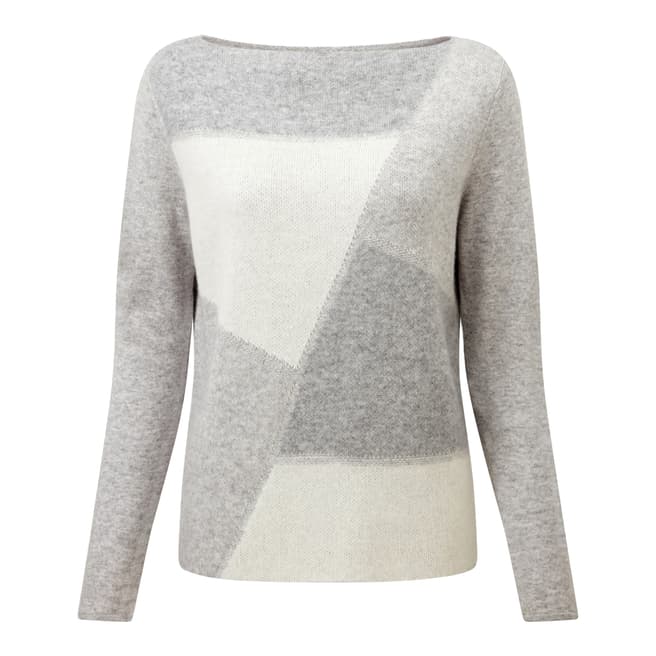 Pure Collection Grey Cashmere Intarsia Sweater