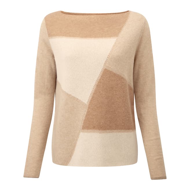 Pure Collection Nude Cashmere Intarsia Sweater