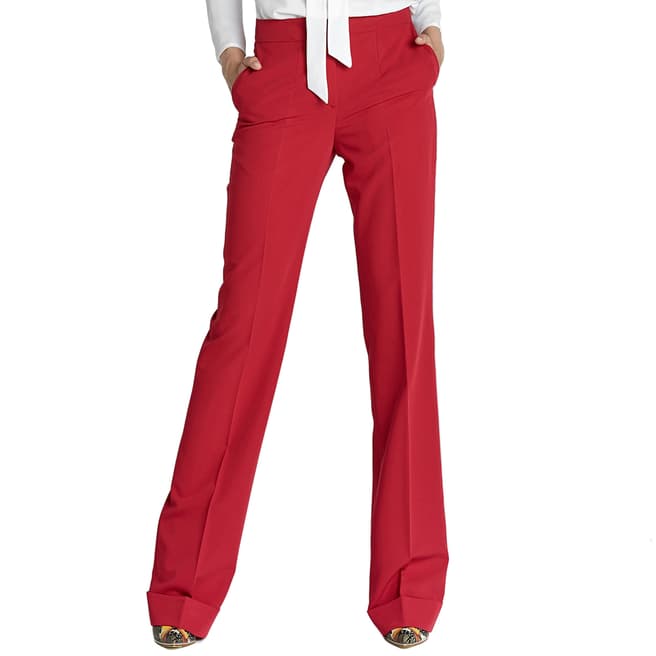 Nife Red Stretch Bootcut Trousers