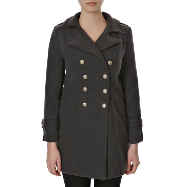 Made in Italy Charcoal Military Wool Blend Coat 