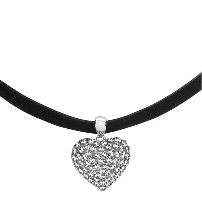 Saint Francis Crystals Silver/Black Heart Pendant Swarovski Crystal Elements Necklace