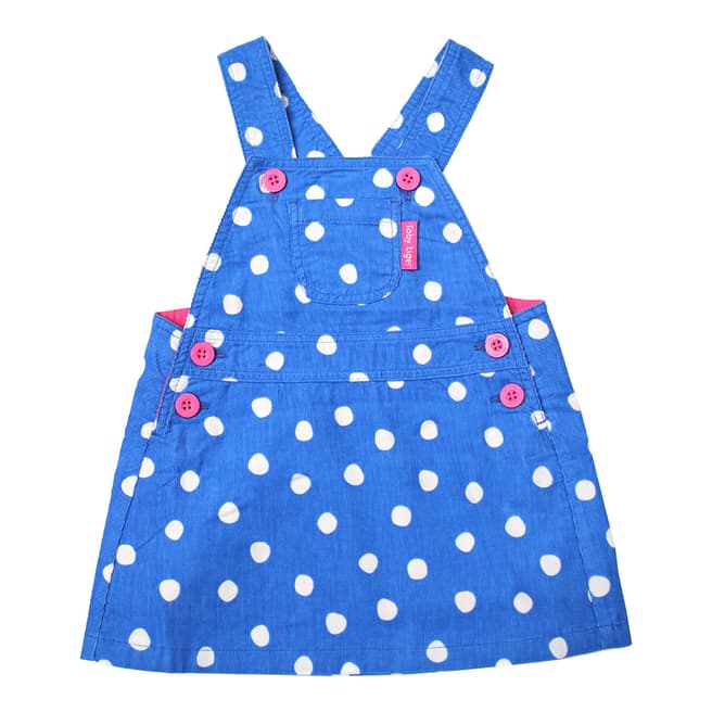 Toby Tiger Blue Dot Cotton Cord Pinafore Dress