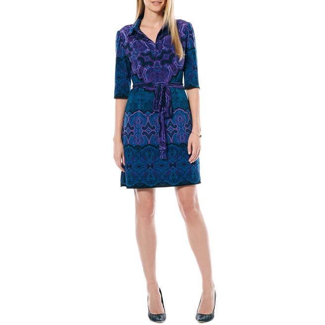 Laundry by Shelli Segal Purple/Turquoise Pattern Jersey Dress