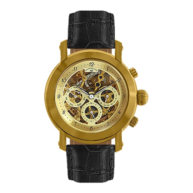 Andre Belfort Men's Gold/Black Intemporelle Leather Watch