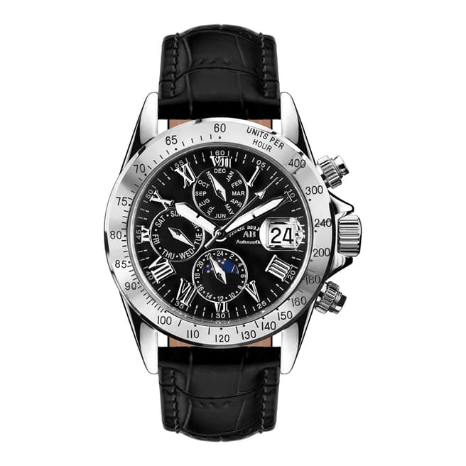 Andre Belfort Men's Black/Silver Le Capitaine Leather Watch