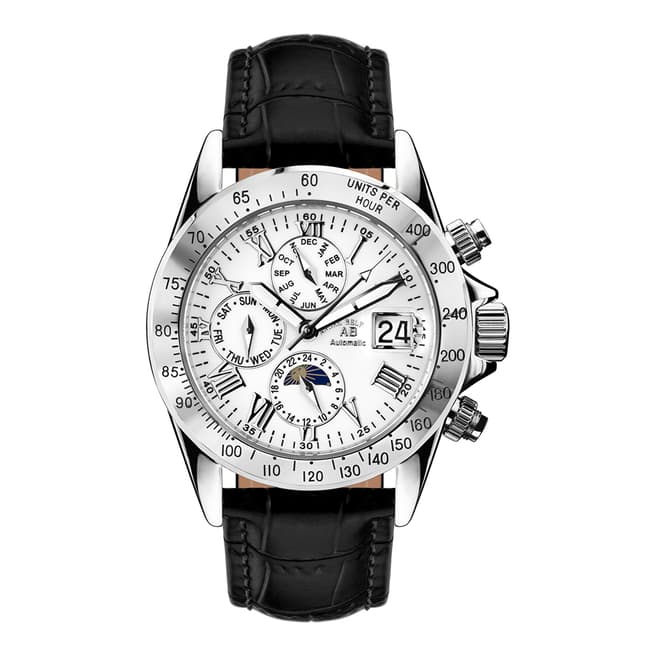 Andre Belfort Men's Black/White Le Capitaine Leather Watch