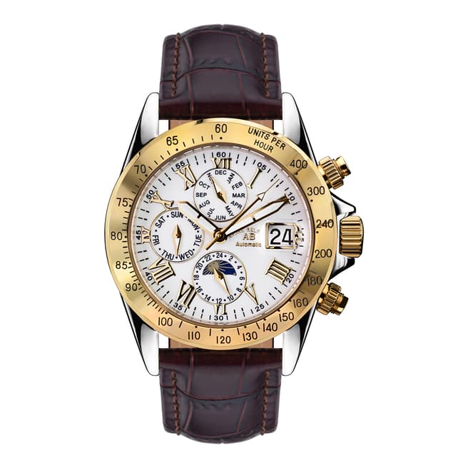 Andre Belfort Men's Dark Brown/Gold Le Capitaine Leather Watch