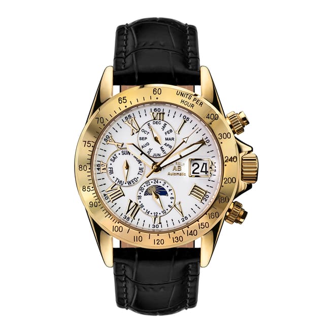 Andre Belfort Men's Gold/Black Le Capitaine Leather Watch