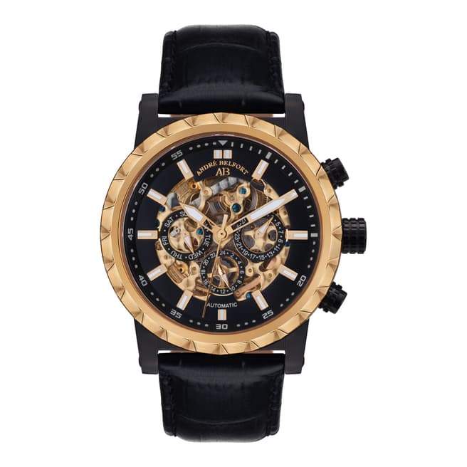 Andre Belfort Men's Swiss Gold/Black Conquete Watch