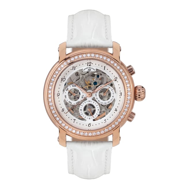 Andre Belfort Men's Rose Gold/White Intemporelle Leather Watch