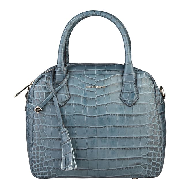 Coccinelle Blue Leather Crocodile London Handbag