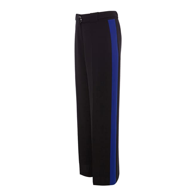Karen Millen Black/Blue Contrast Side Stripe Trousers