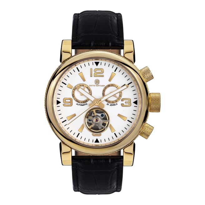 Mathis Montabon Men's Black/ Gold Leather La Grande Chronograph Watch