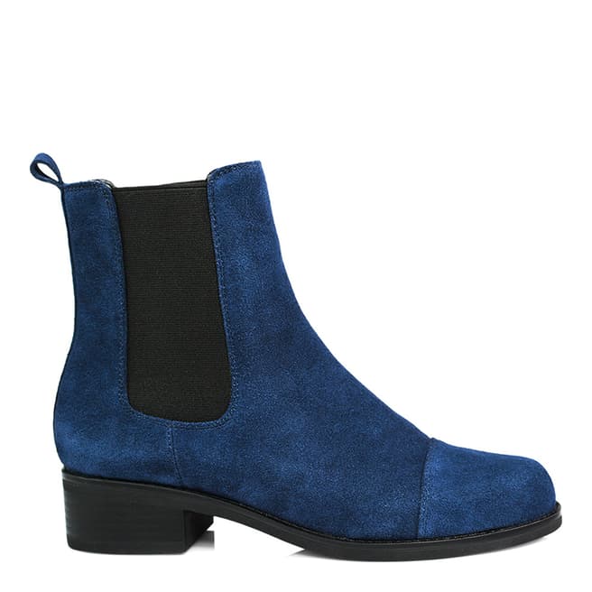 VonRio Dark Blue Suede High Chelsea Ankle Boots