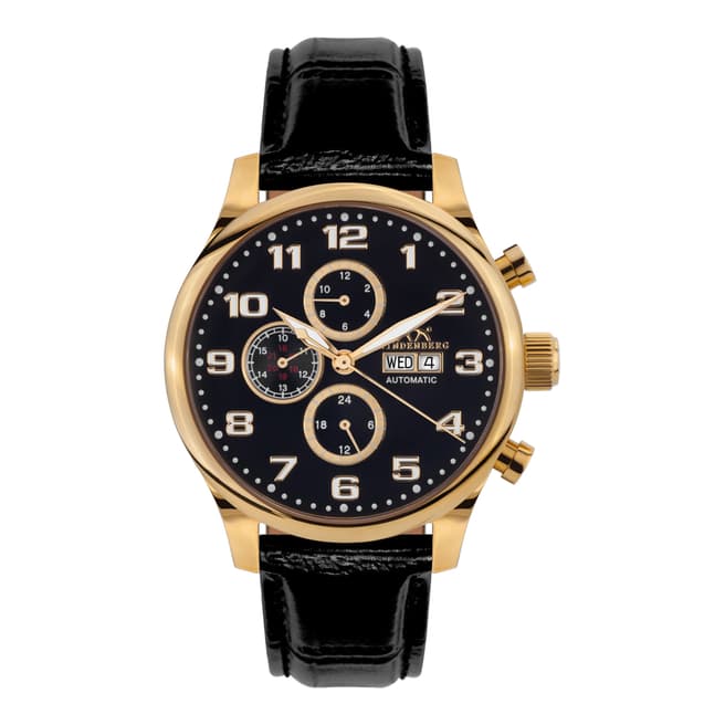 Hindenberg Men's Black/Gold  Leather Excellence Watch