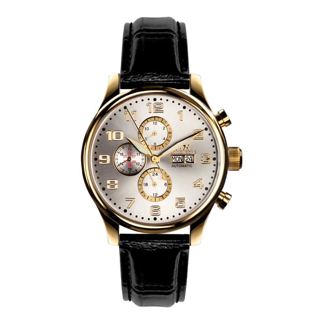 Hindenberg Men's Black/Gold Leather Excellence Watch