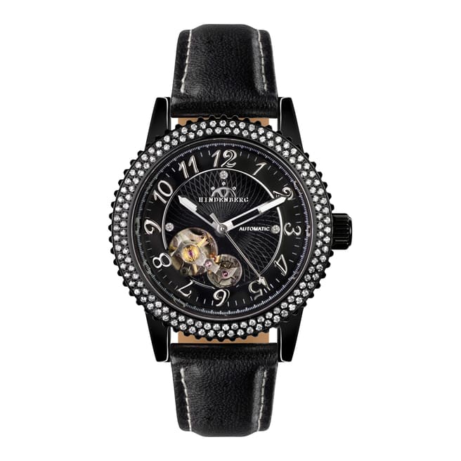 Hindenberg Women's Black Leather Professional Lady Watch