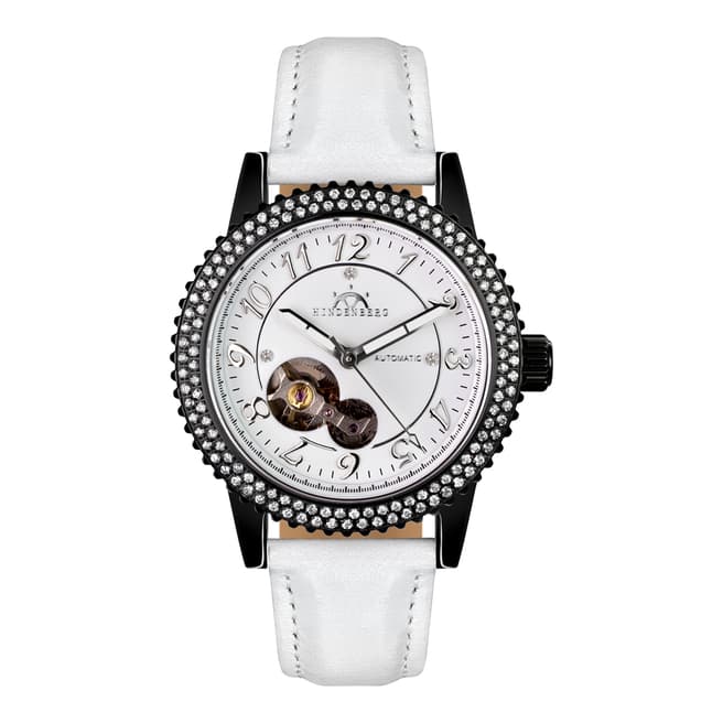 Hindenberg Women's White/Black Leather Professional Lady Watch