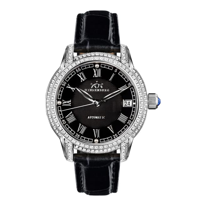 Hindenberg Women's Black Leather Duchess Crystal Watch