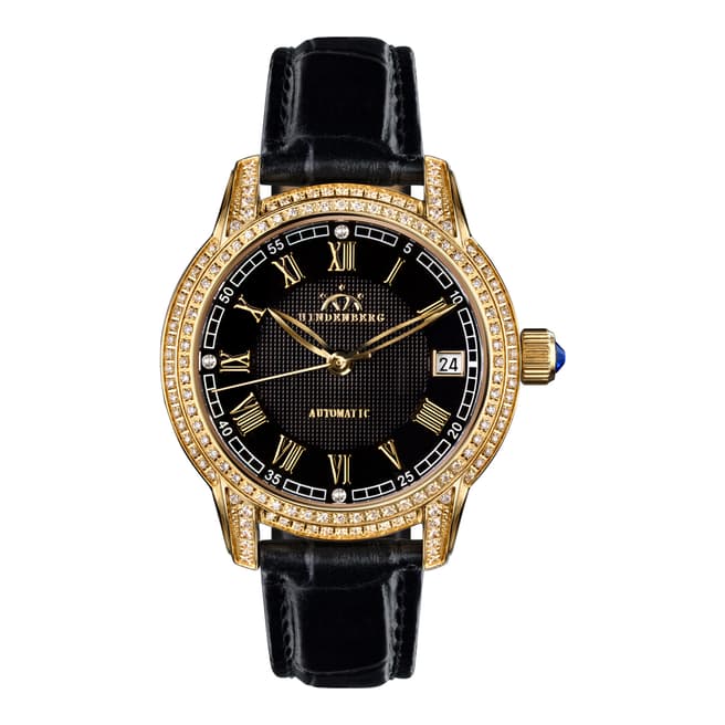Hindenberg Women's Black/Gold Leather Duchess Watch