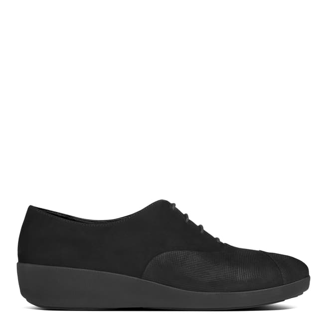 FitFlop Black Suede F-Pop Opul Oxford Shoes
