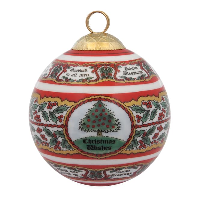 Halcyon Days Red Vintage Christmas Tree Bauble 