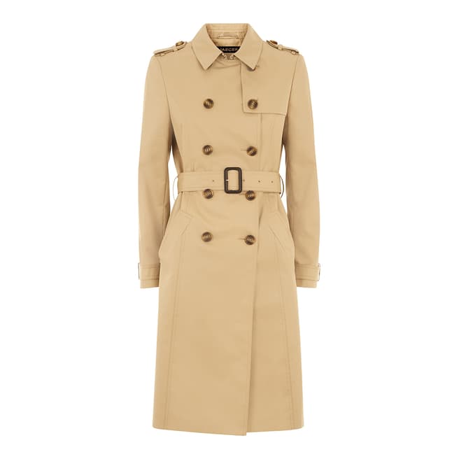 Jaeger Stone Cotton Blend Trench Coat