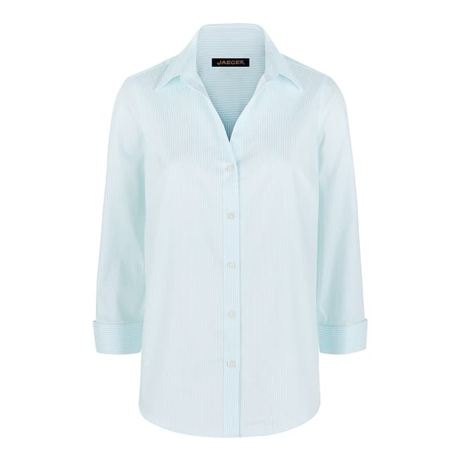 Jaeger Pale Blue Fine Stripe Cotton Shirt