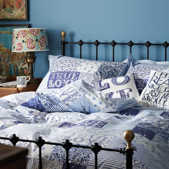 Emma Bridgewater Blue Cotton Patchwork Oxford Pillowcase