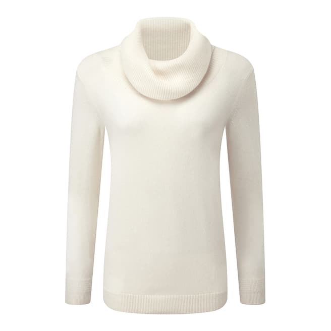 Pure Collection White Cashmere Cowl Neck Sweater