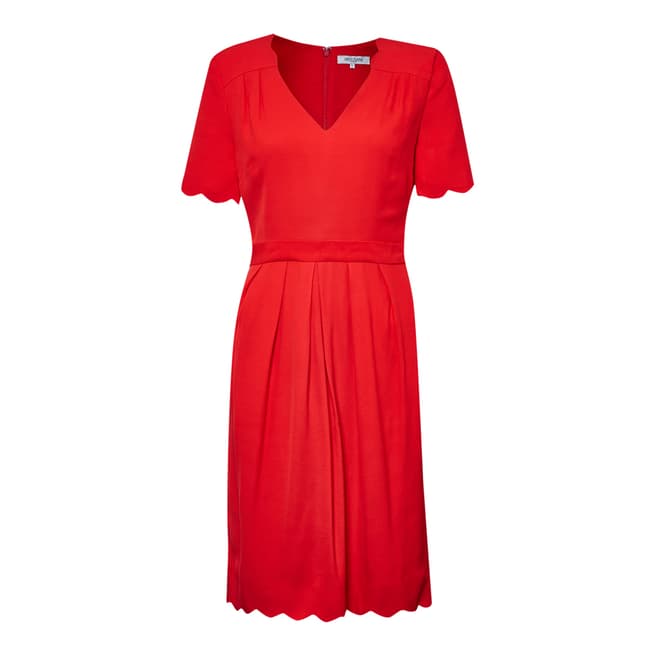 Great Plains Red Sadie Scallop Tea Dress