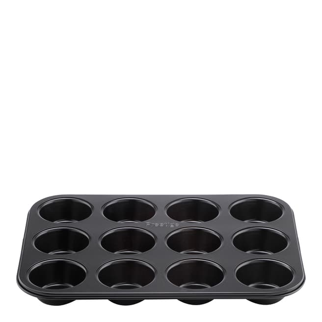 Prestige Black Carbon Steel Muffin Tray, 12 Cup