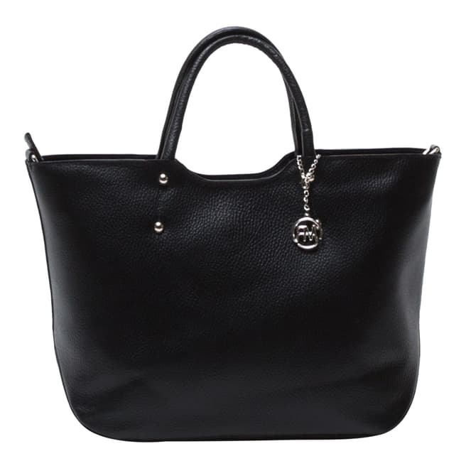 Roberta M Black Leather Oversized Handbag