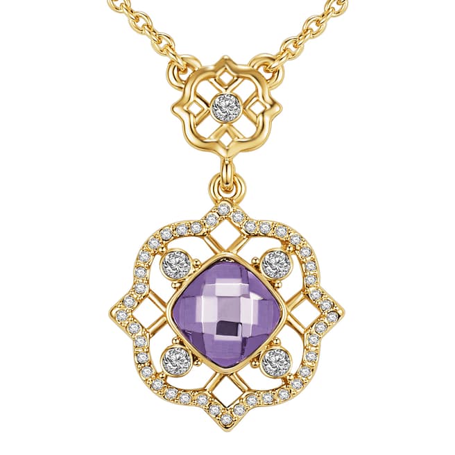 Saint Francis Crystals Lilac/Yellow Gold Plated Swarovski Crystal Elements Charm Necklace