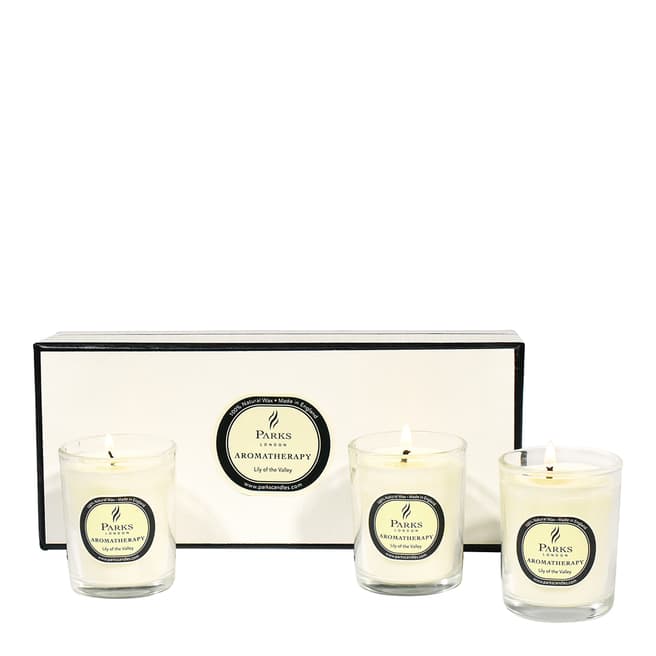 Parks London Set of Three Lily of the Valley Aromatherapy Candle Glass Tots