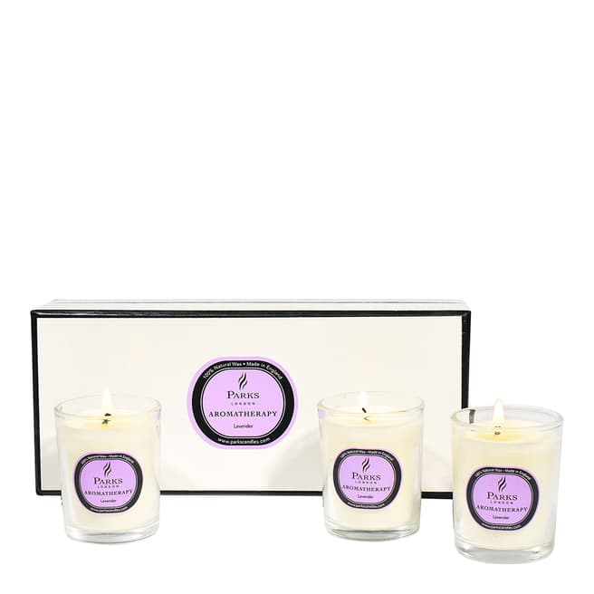 Parks London Set of Three Lavender Aromatherapy Candle Glass Tots