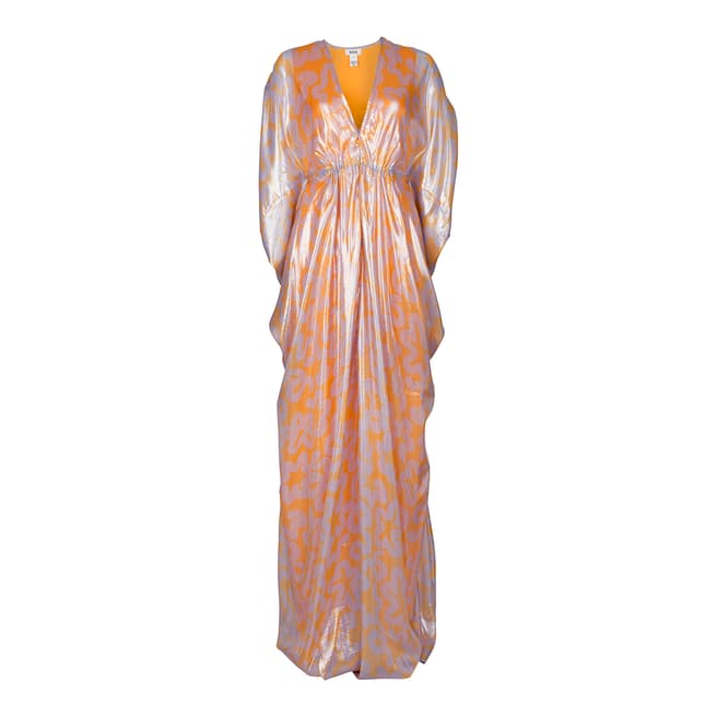 ISSA Pink/Orange Goddess Silk Maxi Dress