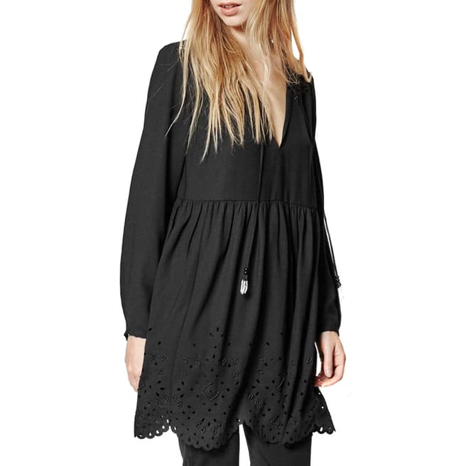 French Connection Black Fast Laser Cut Tunic Dress 