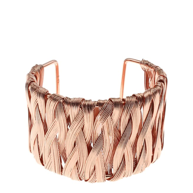 Chloe Collection by Liv Oliver Rose Gold Basket Weave Cuff