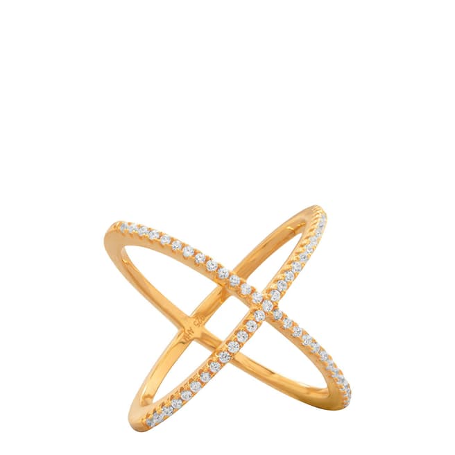 White label by Liv Oliver Gold Crystal Cross Over Ring