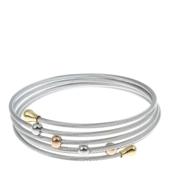 Chloe Collection by Liv Oliver Silver Plated Tri-Colour Wrap Bracelet