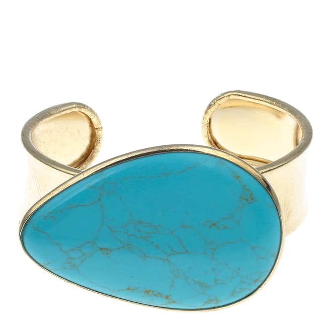 Liv Oliver Gold/Turquoise Large Pear Cuff