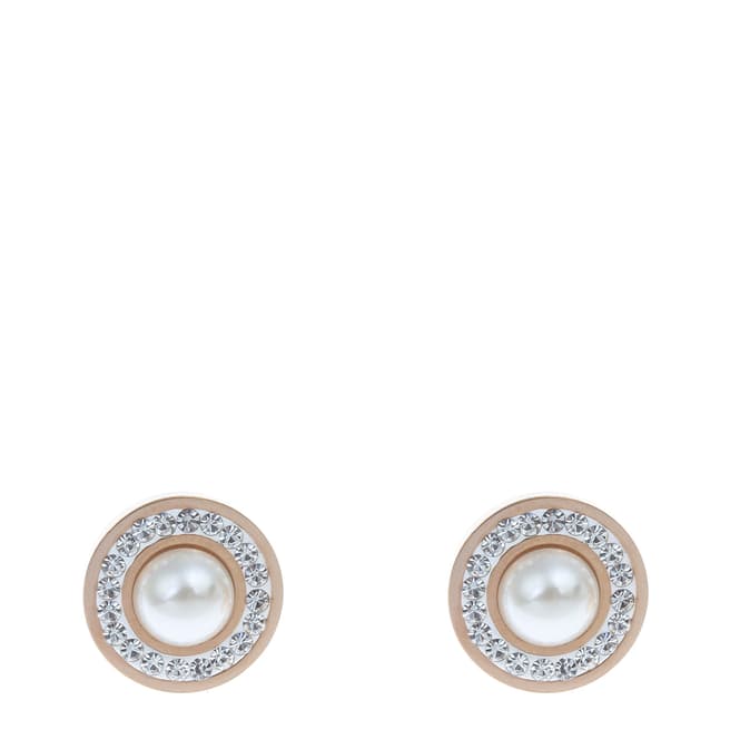White label by Liv Oliver Rose Gold Pearl Stud Earrings