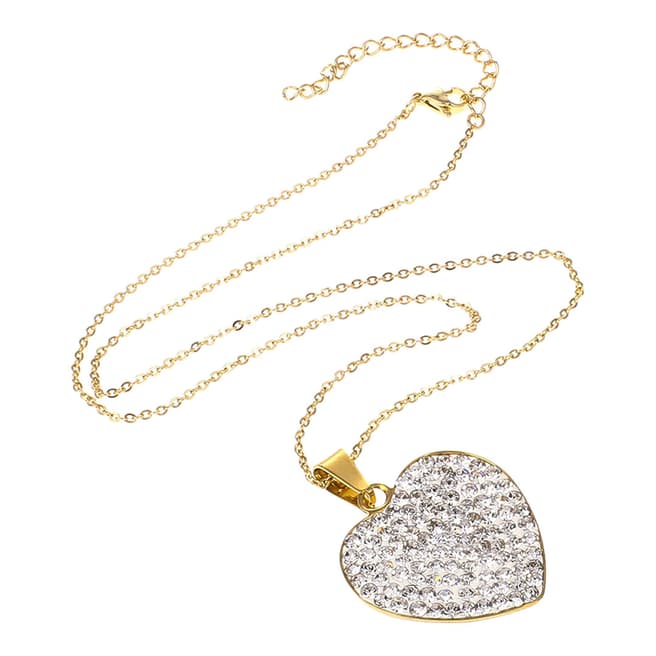 Black Label by Liv Oliver Gold Crystal Heart Necklace