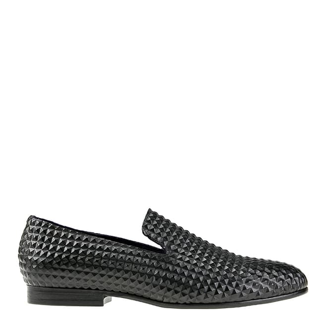 Duke & Dexter Black Leather Pyramid Loafers