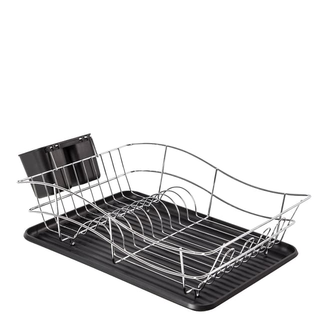 Tower Silver/Black Stainless Steel Dish Rack with Tray